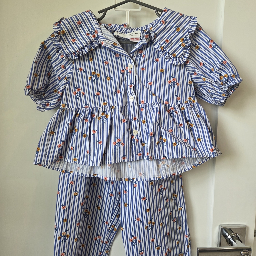 Zara Girls Floral Striped 2pc Set